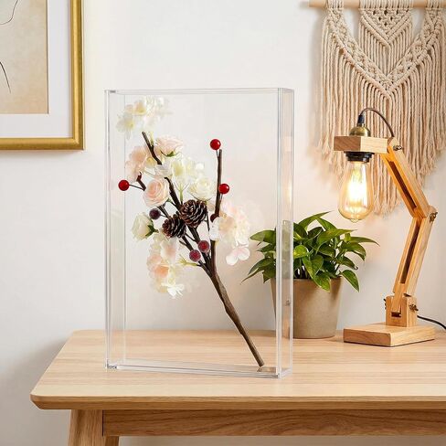 2 Pcs Acrylic Shadow Box, 8 x 10'' Shadows Box DIY Frames Tabletop/Wall Mount Assembly Cases, Clear Acrylic Display Cases for Crafts Display Wedding Memory Dried Flower Book Shop Decor in Saudi Arabia