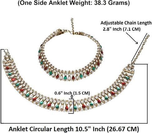 Efulgenz Indian Anklets for Women Crystal Bollywood Faux Pearl Bridal Anklet Set Indian Payal Ankle Bracelets Jewelry for Women in Saudi Arabia
