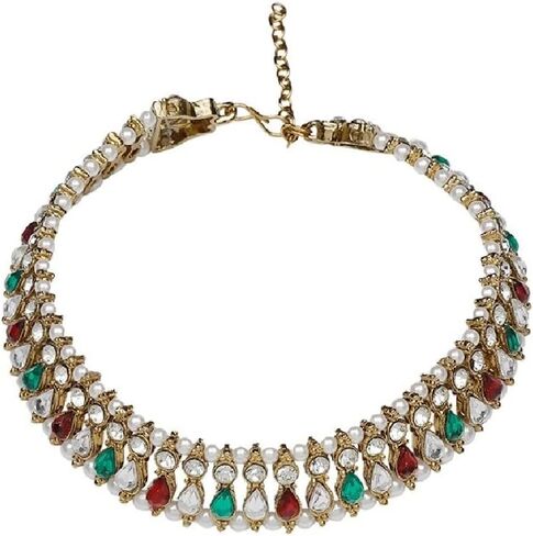 Efulgenz Indian Anklets for Women Crystal Bollywood Faux Pearl Bridal Anklet Set Indian Payal Ankle Bracelets Jewelry for Women in Saudi Arabia