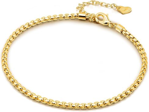 Dankadi Women 925 Sterling Silver Anklets Bracelet Men Simple Chopin/Box Chain/Twist Rope Chain Summer Beach Foot 24k Gold Plated Jewelry Gift in Saudi Arabia