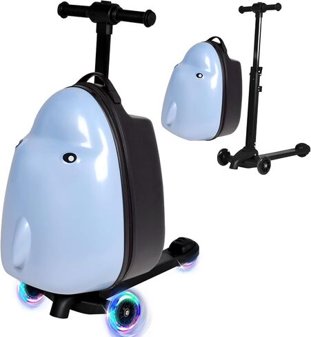 حقيبة سكوتر سمايلسون 4 في 1 قابلة للفصل للأطفال والمراهقين، حقيبة ركوب على شكل بومة/دولفين ثلاثية الأبعاد، تصميم خفيف الوزن قابل للطي، هدية سفر فريدة للأطفال (البومة الوردية 22 بوصة) in Kuwait