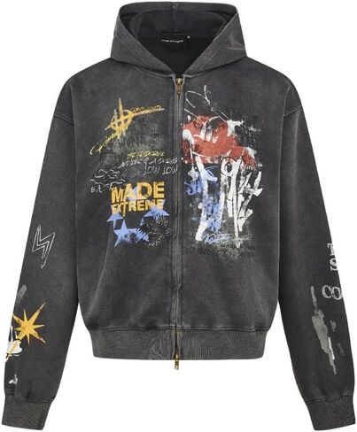 Y2K men's and women's retro graffiti printed hooded sweatshirts, loose casual jackets for couples in Saudi Arabia