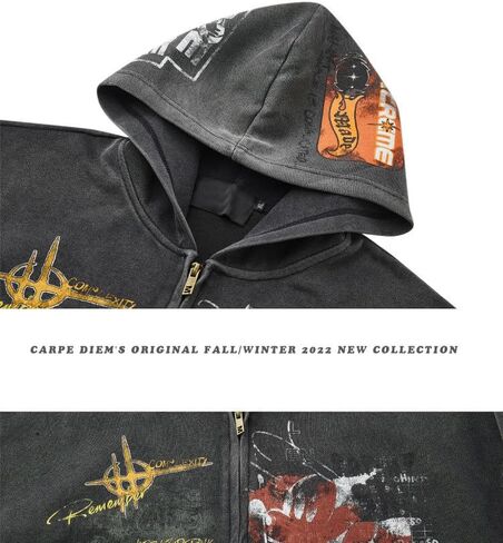 Y2K men's and women's retro graffiti printed hooded sweatshirts, loose casual jackets for couples in Saudi Arabia