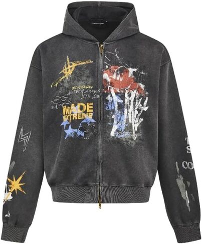 Y2K men's and women's retro graffiti printed hooded sweatshirts, loose casual jackets for couples in Saudi Arabia