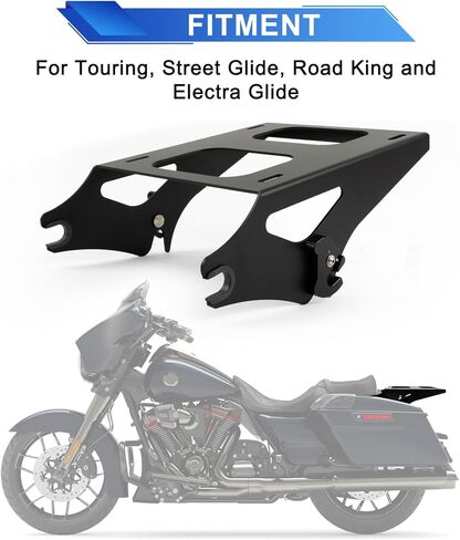Detachable Two Up Tour Pack Pak Mounting Luggage Rack Compatible for Touring Street Glide Road King Electra Glide 2014-2025, Black in Saudi Arabia