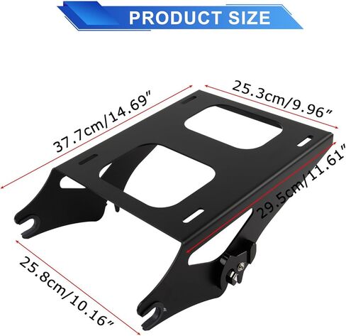 Detachable Two Up Tour Pack Pak Mounting Luggage Rack Compatible for Touring Street Glide Road King Electra Glide 2014-2025, Black in Saudi Arabia