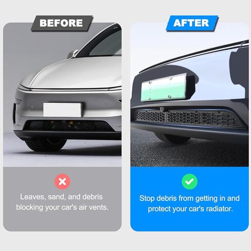 إدراج شبكة مصبغة لـ Tesla Model Y Juniper 2025 2026 غطاء شبكة تنفيس مدخل الهواء الأمامي مع حماية من الحشرات، أزرار كبس قابلة للفصل وسهلة التركيب in Saudi Arabia