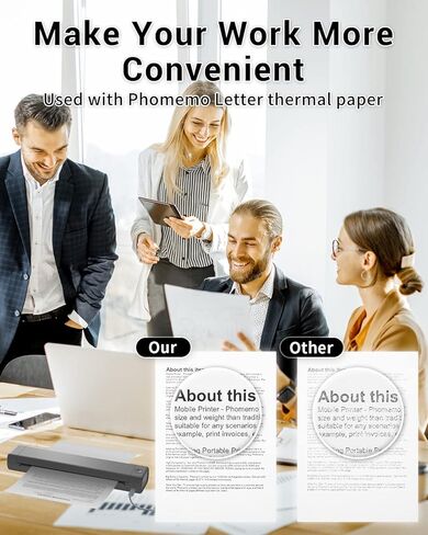 Phomemo Inkless Portable Printer Grey & US Letter Folding Thermal Paper Size 8.5" x 11",100 Sheets & Case, Inkless Thermal Compact Printer, Compatible with Android and iOS Phone & Laptop in Saudi Arabia
