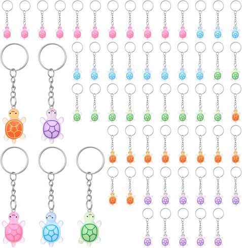 60 قطعة من سلسلة مفاتيح السلحفاة الصغيرة، تماثيل سلحفاة من الراتنج متعدد الألوان من أجل هدايا الحفلات، حليات الحقائب، ديكورات خزان الأسماك in Kuwait
