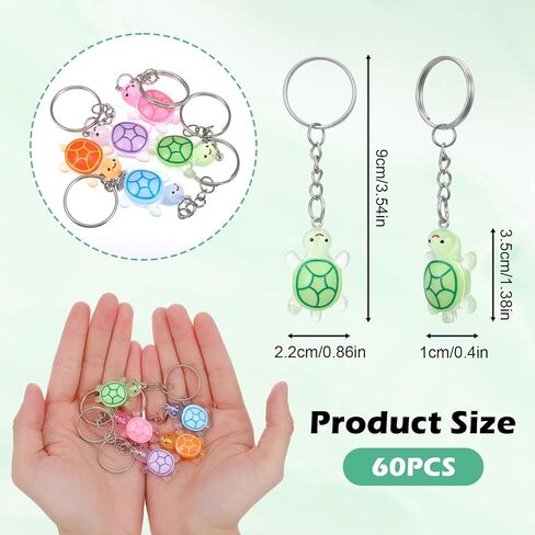 60 قطعة من سلسلة مفاتيح السلحفاة الصغيرة، تماثيل سلحفاة من الراتنج متعدد الألوان من أجل هدايا الحفلات، حليات الحقائب، ديكورات خزان الأسماك in Kuwait