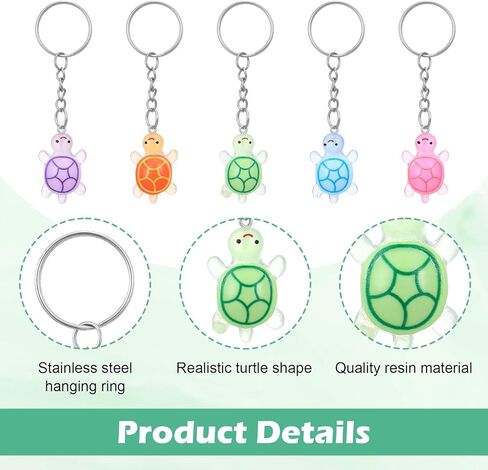 60 قطعة من سلسلة مفاتيح السلحفاة الصغيرة، تماثيل سلحفاة من الراتنج متعدد الألوان من أجل هدايا الحفلات، حليات الحقائب، ديكورات خزان الأسماك in Kuwait