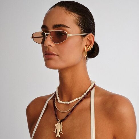 Le Specs Treasure Sunglasses - Gold, Aviator, Unisex, Micro 90s Sleek Style in Saudi Arabia