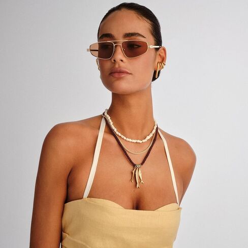 Le Specs Treasure Sunglasses - Gold, Aviator, Unisex, Micro 90s Sleek Style in Saudi Arabia
