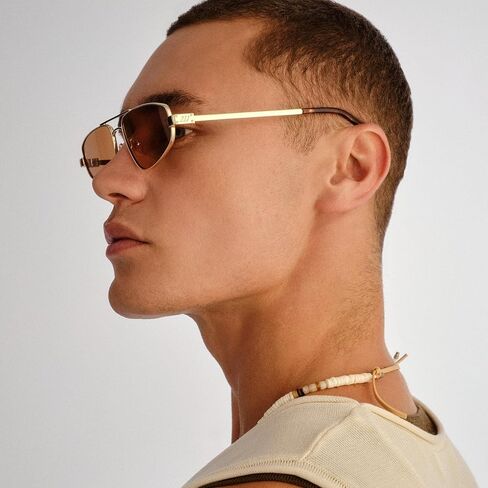 Le Specs Treasure Sunglasses - Gold, Aviator, Unisex, Micro 90s Sleek Style in Saudi Arabia