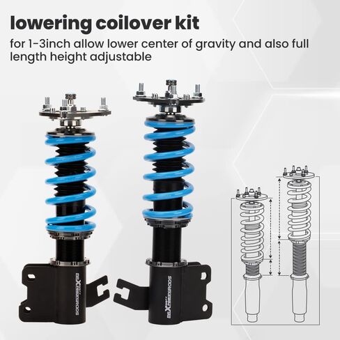maxpeedingrods Coilovers لـ Nissan S13 240SX 1989-1994، مجموعة تعليق كويلوفيرز قابلة للتعديل بـ 24 مستوى، مجموعة خفض مطورة T6 قابلة للتعديل باللون الأزرق in Saudi Arabia