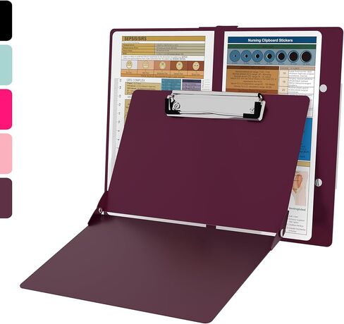 Nursing Clipboard with Nursing and Medical Edition Cheat Sheets Nursing School Essentials, Aluminum Foldable Nurse Clip Boards Essential Accessory for Efficient Patient Care (Wine Red) in Kuwait