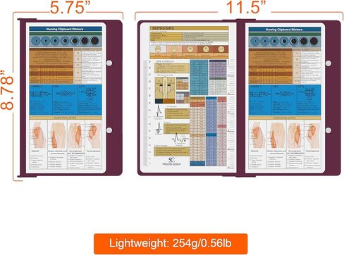 Nursing Clipboard with Nursing and Medical Edition Cheat Sheets Nursing School Essentials, Aluminum Foldable Nurse Clip Boards Essential Accessory for Efficient Patient Care (Wine Red) in Kuwait