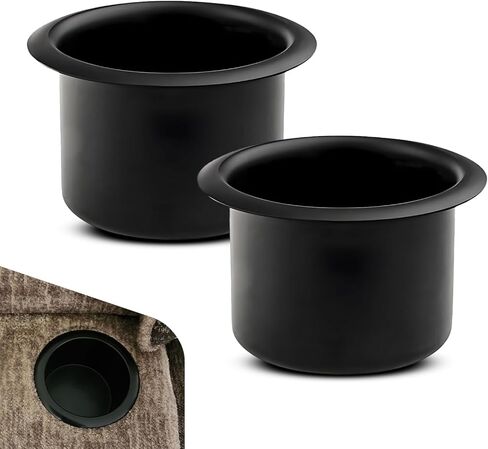 2PCS Car Cup Holder Insert, Recessed Drop in Metal Cup Drink Can Holder, Large Capacity Cup Holder Replacement Accessories, Universal for RV Boat Car Couch Golf Cart (Black) in Saudi Arabia