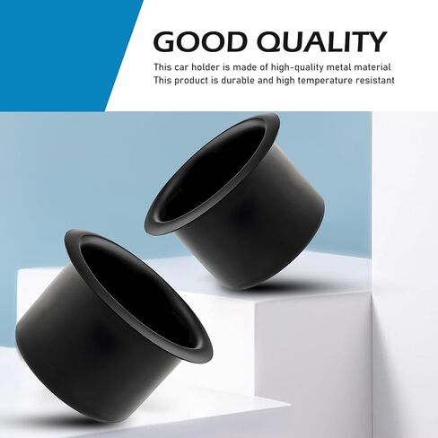 2PCS Car Cup Holder Insert, Recessed Drop in Metal Cup Drink Can Holder, Large Capacity Cup Holder Replacement Accessories, Universal for RV Boat Car Couch Golf Cart (Black) in Saudi Arabia
