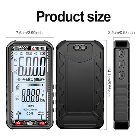 Digital Multimeter Tester, Smart Digital Multimeter 6000 Counts with Auto Ranging Digital Voltmeter Measures Voltage Current Resistance Continuity for Electricians,DIY (620C Black) in Saudi Arabia
