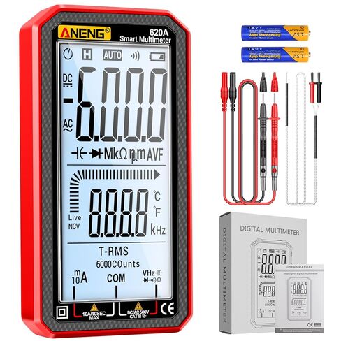 Digital Multimeter Tester, Smart Digital Multimeter 6000 Counts with Auto Ranging Digital Voltmeter Measures Voltage Current Resistance Continuity for Electricians,DIY (620C Black) in Saudi Arabia