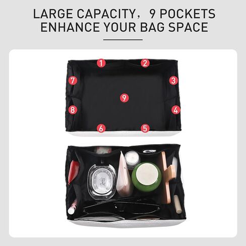 ملحق منظم المحفظة متوافق مع حقيبة دلو LV Noe BB، منظم حقيبة Dupontpaper خفيف الوزن ومقاوم للماء للحقائب الفاخرة (أبيض/أسود) in Kuwait