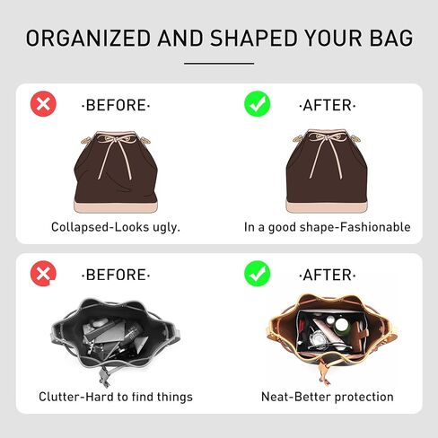 ملحق منظم المحفظة متوافق مع حقيبة دلو LV Noe BB، منظم حقيبة Dupontpaper خفيف الوزن ومقاوم للماء للحقائب الفاخرة (أبيض/أسود) in Kuwait