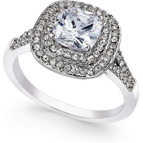 Charter Club Silver-Tone Double Halo Crystal Center Ring Size 8 in Saudi Arabia