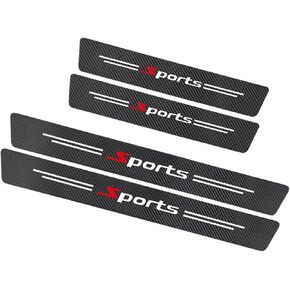 8 PCS Car Door Sill Protectors & 1 PC Rear Bumper Protector, Carbon Fiber Sport Threshold Guard Sticker, Anti-Scratch Door Edge Protection Decoration, Universal for Most Cars in Kuwait