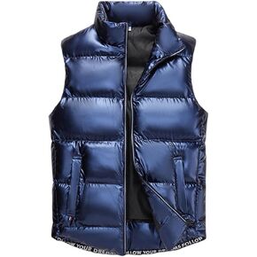 سترة منتفخة لامعة للرجال من GIBZ مبطنة بدون أكمام مع جيوب وسحاب دافئة للشتاء في الهواء الطلق in Kuwait