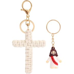 LITTLE JESUS Cute Cross Keychain with Jesus for Women， Christian Faith Keychain for Car Keys/Wristlet/Bag/Backpack/Purse in Saudi Arabia