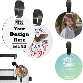 4 PCS Personalized Luggage Tags for Suitcases, Custom Luggage Tags for Bags and Backpacks Personalized Your Own Logo, Image, Text, Personalized Name Tags with Strap for Travel (Rectangle) in Saudi Arabia