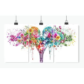 LANZHENZHENART 3pcs Uterus Anatomy Flowers Wall Art Floral Female Reproductive System Canvas Painting Prints for Home Dining Room Living Room Wall Decor Poster Artwo(12" x 18" x 3 Panels Unframed) in Saudi Arabia