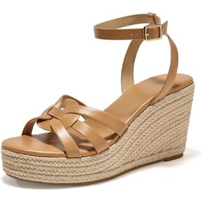 Women's Open Toe Strappy Wedge Espadrilles Sandals Platform Heeled Sandal Summer Slide Shoes in Kuwait