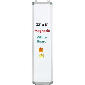 32" x 8" Magnetic Dry Erase Board, Tall Skinny Whiteboard for Wall, Slim Narrow Vertical to-Do List Board for Office Cubicle, Kitchen & Home, Portable Small Strip Memo Board, Silver Frame in Kuwait