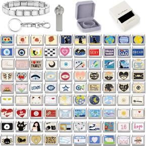 papasgix Custom Italian Charm Bracelet Charms Silver Set 10 Personalized Stainless Steel Charm Brascelets 9mm Assorted Italian Charms Bracelet Links Handmade DIY Jewelry Eye Cat Love in Saudi Arabia