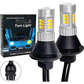 3157 Error Free Dual Color Switchback DRL LED Turn Signal Light Bulbs No Hyper Flash Built-in Resistors All in One, White/Amber Yellow, Pack of 2 in Kuwait