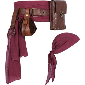 Renaissance Belt with Pouch Waist Bag - Coin Purse for Pirate, Renaissance Accessories for Festivals, Cosplay & Halloween (Brown-06) in Saudi Arabia