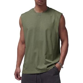 TACVASEN Sleeveless Shirts for Men Workout Tank Tops Muscle Shirt Casual Cotton T Shirts Running Beach Gym Loose Fit Tee in Kuwait
