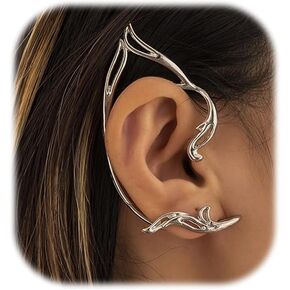 Elves Ear Cuff for Women 2pcs Simple Piercing Cartilage Climber Ear Wrap Retro Silver Stud Earrings Fairy Ears Costume Cosplay Wedding Prom Bar Earrings for Women in Saudi Arabia