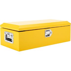 صندوق أدوات سرير الشاحنة الفولاذي شديد التحمل، صندوق تخزين لوحة ماسية مطلية بالمسحوق مع مقبض جانبي وقفل، منظم صندوق أدوات معدني متين للالتقاط أو السيارة الترفيهية أو المقطورة أو الميكانيكي أو ورشة العمل - 20 × 12 × 10 بوصة in Kuwait