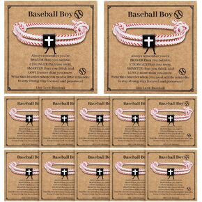 12 قطعة من الأساور الرياضية هدايا البيسبول للفريق، إكسسوارات سوار الكرة اللينة قابل للتعديل حبل يسوع الصليب للهدايا الدينية المسيحية هدايا الحفلات الرياضية in Kuwait