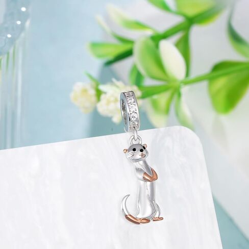Animal Pendant 925 Sterling Silver Ferret Charms for Bracelets Jewelry Gift Stuff Accessories for Women Animal Ferret Lover in Saudi Arabia