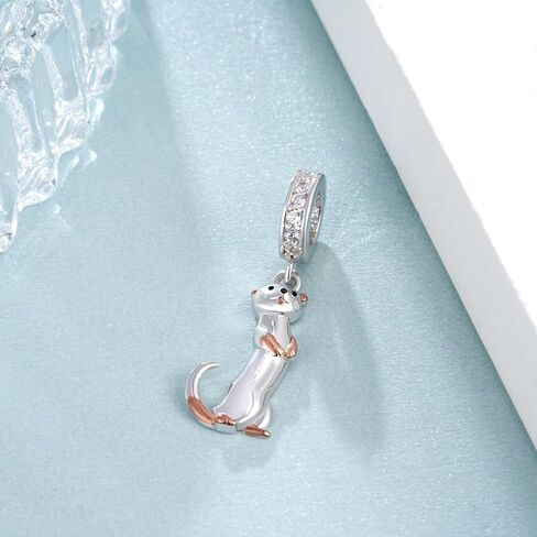 Animal Pendant 925 Sterling Silver Ferret Charms for Bracelets Jewelry Gift Stuff Accessories for Women Animal Ferret Lover in Saudi Arabia