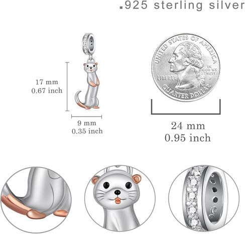 Animal Pendant 925 Sterling Silver Ferret Charms for Bracelets Jewelry Gift Stuff Accessories for Women Animal Ferret Lover in Saudi Arabia
