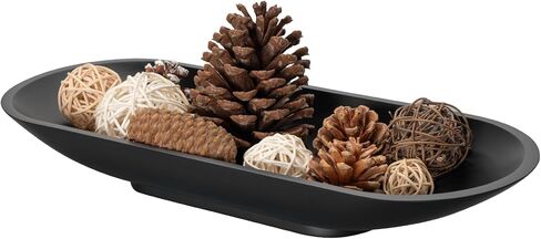 وعاء مزخرف كبير لديكور المنزل، وعاء عجين طويل لطاولة المدخل، قطع مركزية لطاولة القهوة، وعاء فاكهة بسيط لتزيين طاولة المطبخ (أسود) in Kuwait