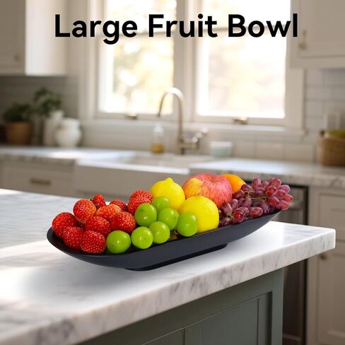 وعاء مزخرف كبير لديكور المنزل، وعاء عجين طويل لطاولة المدخل، قطع مركزية لطاولة القهوة، وعاء فاكهة بسيط لتزيين طاولة المطبخ (أسود) in Kuwait