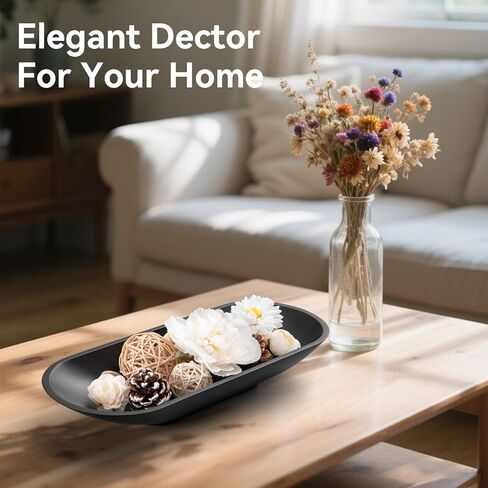 وعاء مزخرف كبير لديكور المنزل، وعاء عجين طويل لطاولة المدخل، قطع مركزية لطاولة القهوة، وعاء فاكهة بسيط لتزيين طاولة المطبخ (أسود) in Kuwait