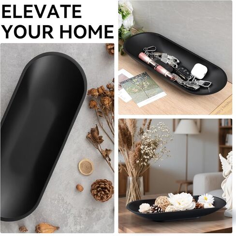 وعاء مزخرف كبير لديكور المنزل، وعاء عجين طويل لطاولة المدخل، قطع مركزية لطاولة القهوة، وعاء فاكهة بسيط لتزيين طاولة المطبخ (أسود) in Kuwait