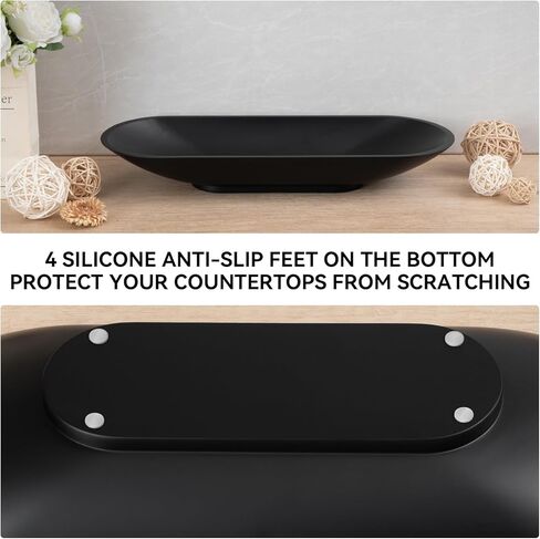 وعاء مزخرف كبير لديكور المنزل، وعاء عجين طويل لطاولة المدخل، قطع مركزية لطاولة القهوة، وعاء فاكهة بسيط لتزيين طاولة المطبخ (أسود) in Kuwait